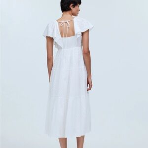 Madewell Tie-Back Flutter-Sleeve Tiered Midi Dress, size 6